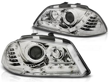 Scheinwerfer LED Tagfahrlicht Optik für Seat Ibiza 6L 02-09 Chrom LED Blinker